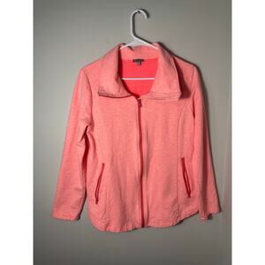 T by Talbots Peach Pink Athletic Zip Up Sweatshirt Size Medium